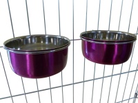 Ellie-Bo Pair of Small Dog Bowls For Crates, Cages or Pens in Pink